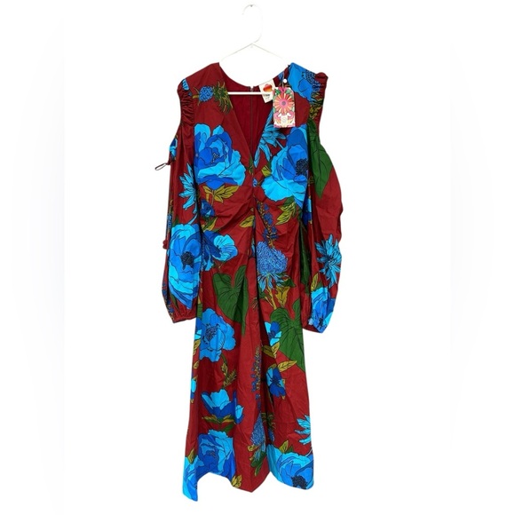 NWT Farm Rio Long-Sleeve V-Neck Midi Dress - Size Medium - Picture 6 of 15